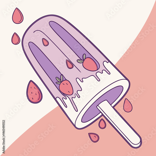 Melting ice candy with fruit texture and dripping sweetness