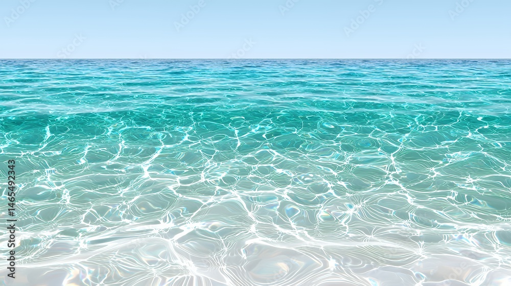 Obraz premium Ocean Water with Sunlight Reflections and Clear Blue Sky