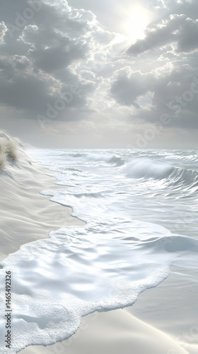 Tranquil coastal scene with soft light