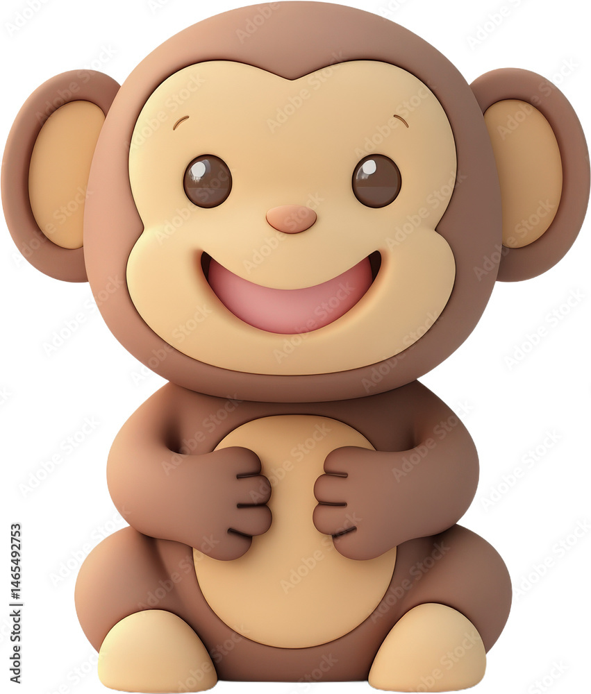 Fototapeta premium Cute 3D Cartoon Monkey Illustration