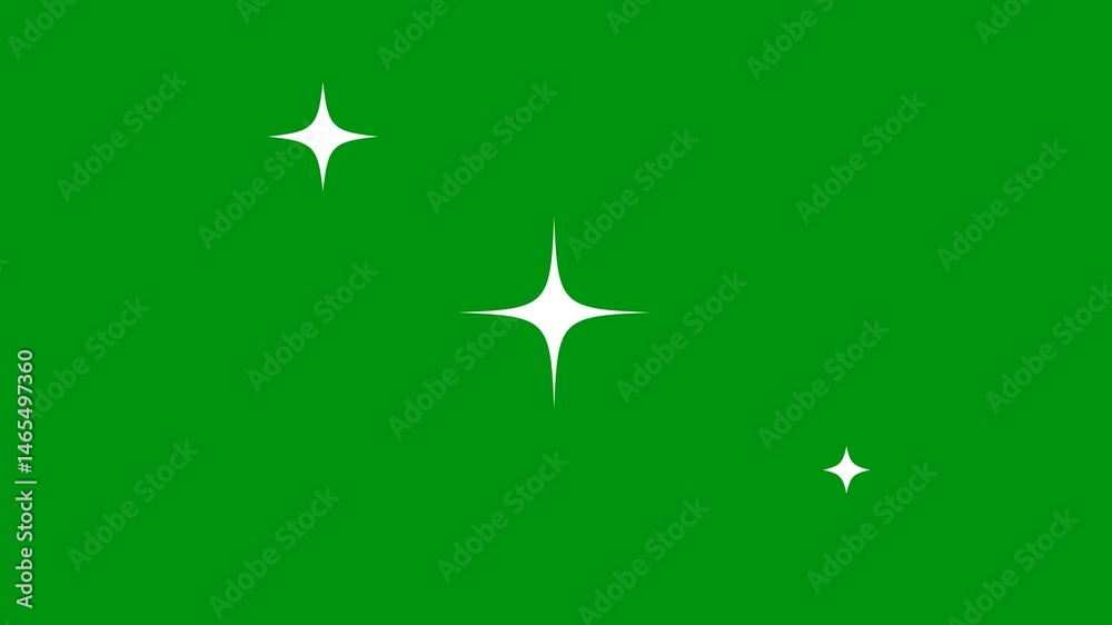 sparkles on green background, night sky. Shimmering light,glitter motion explosion animated effect. Star twinkling, blinking light effect on transparent background.4k animation