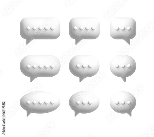 3d speech chat balloons set