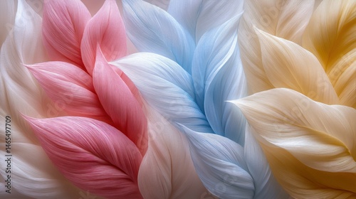 Delicate, pastel-colored, sculpted leaves in soft, flowing forms.  A beautiful abstract floral arrangement
