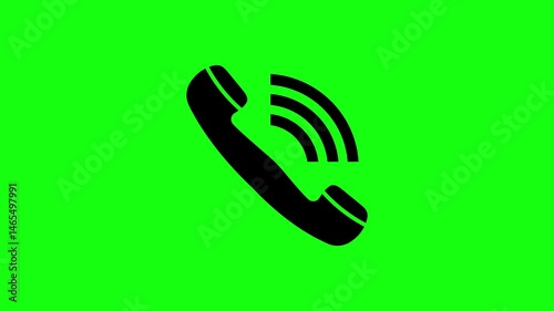 Telephone Handle with Sound Waves Icon on Green Background