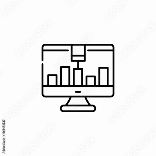 bar chart monitor icon sign vector