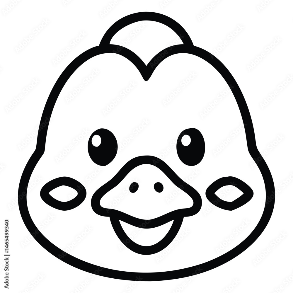 Fototapeta premium Smiling duckling face presents a playful cartoon illustration for simple design projects and kidfriendly applications