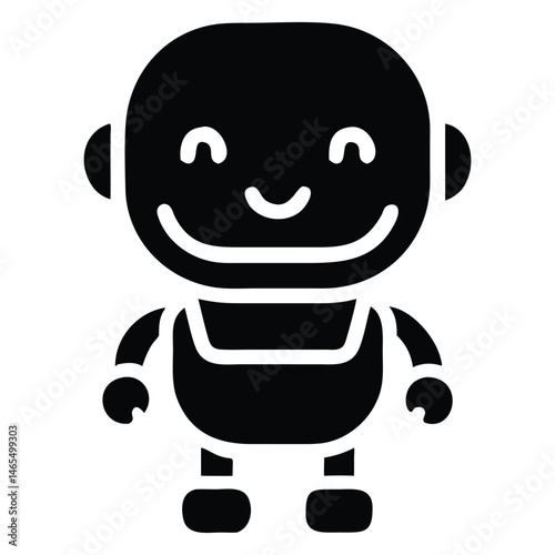 Smiling character with overalls and short legs brings joyful simplicity to any design