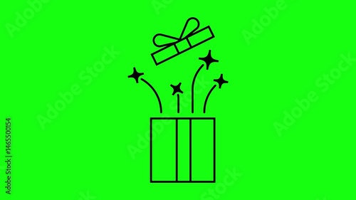 Surprise Open Gift Box Icon on Green Background