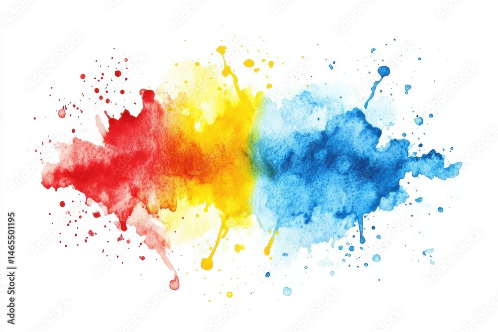 Fototapeta premium Colorful watercolor splash illustration on white background