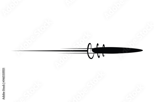 Realistic bullet flying over white, vector 3D illustration