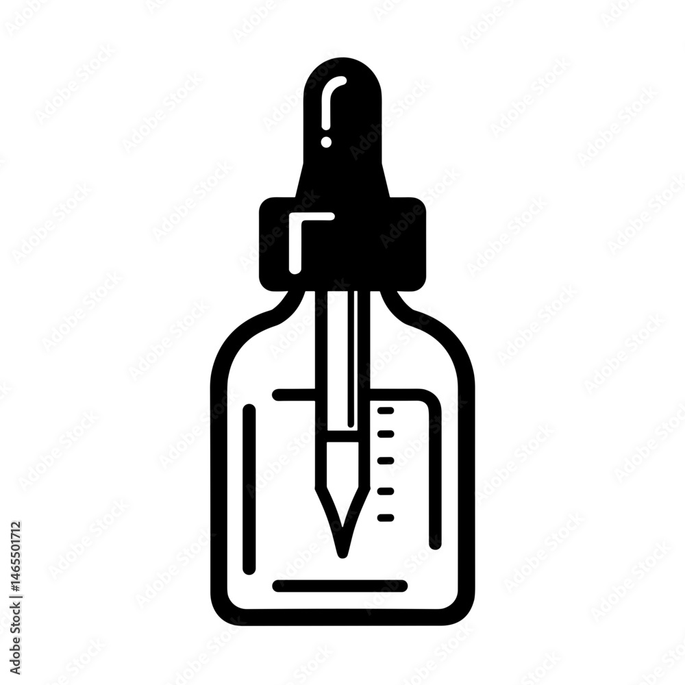 Obraz premium Minimal dropper bottle icon with pipette concept of facial serum cosmetic packaging and skincare routine