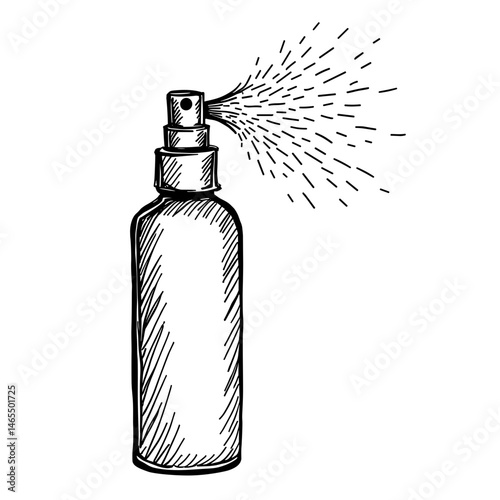 Spray bottle icon in hand drawn style – concept of cosmetic mist skincare routine and beauty tools
