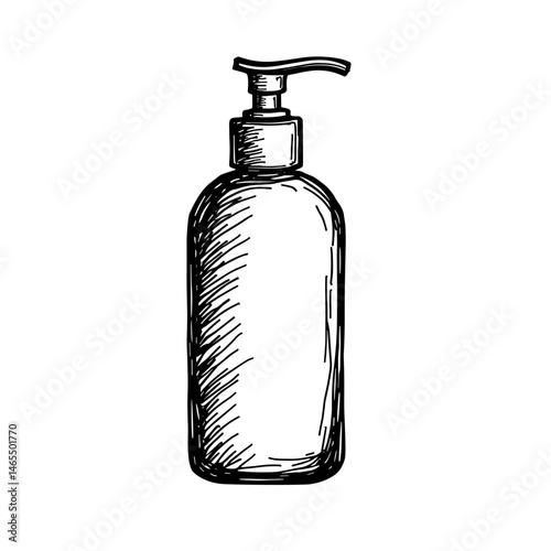 Engraved pump bottle icon – concept of liquid soap cosmetic lotion and skincare product