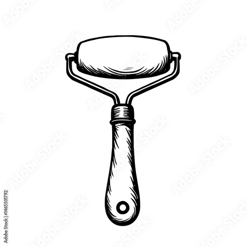 Jade facial roller icon in minimal engraved style – concept of skincare tools lymphatic massage and beauty wellness