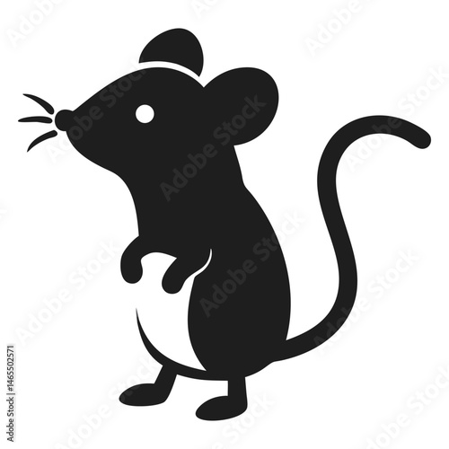 Standing mouse silhouette showcases whiskers and a curled tail, creating a simple yet distinctive animal figure