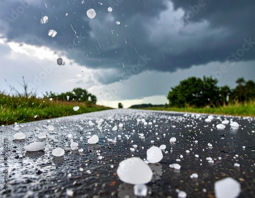 hailstones falling heavily from the sky