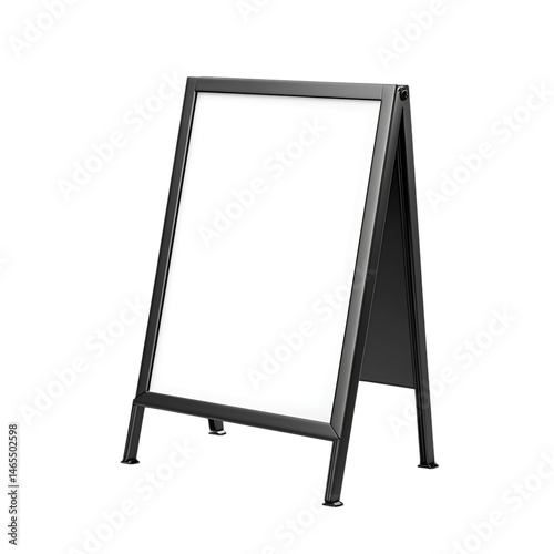 Blank Black A Frame Sidewalk Sign on Transparent Background