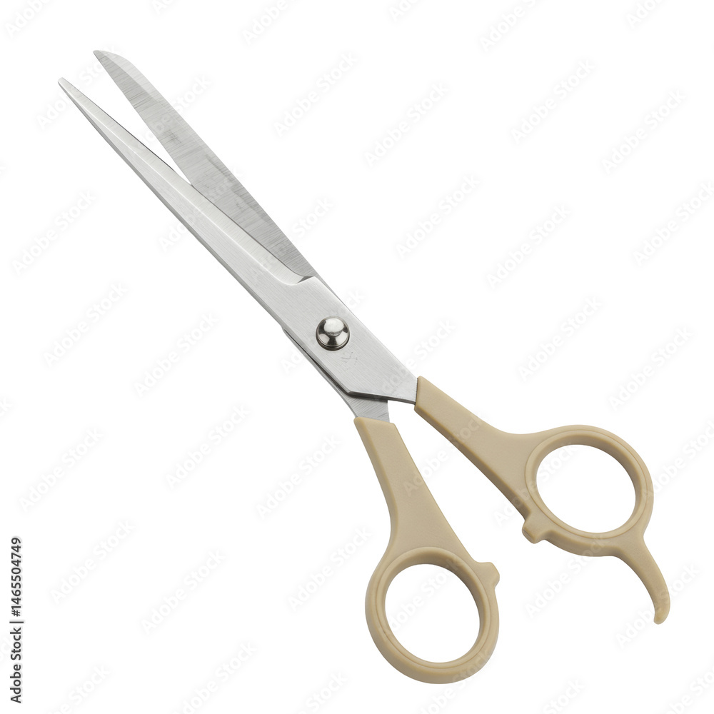 Scissors with beige handles isolated on a transparent background, ideal for various design projects. Scissors with beige handles isolated on a transparent background, ideal for various design projects.
