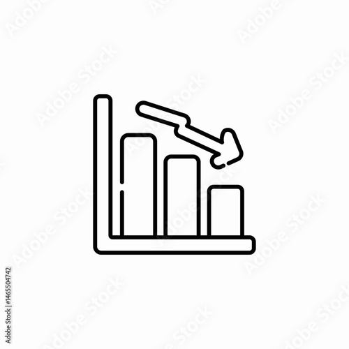 decreasing graph icon sign vector