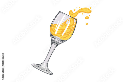 Wine glasses with splash drinks. Hand drawn icon. Vector illustration in sketch style