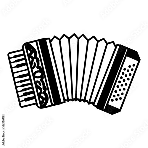 Bandoneon instrument illustration in black and white  