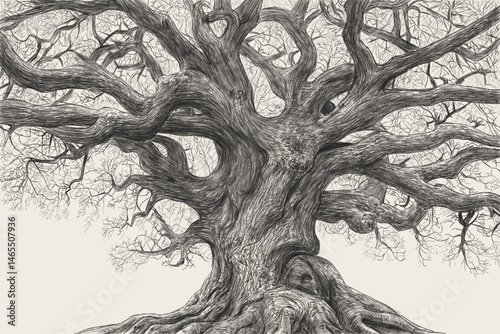 Oak Tree Neutral Wall Art Vintage -  Art, Sketch PRINTABLE,  Farmhouse Wall Decor