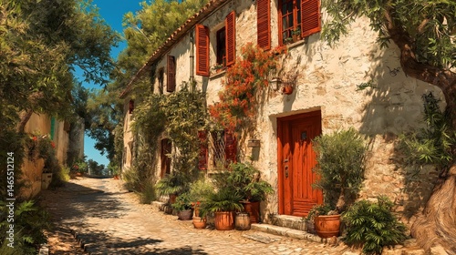 Rustic stone cottage with l...