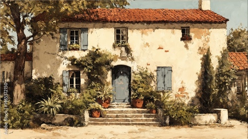 Rustic stone cottage with l...