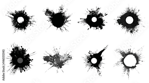Gun bullet hole set simple silhouette vector isolated on white background  -  