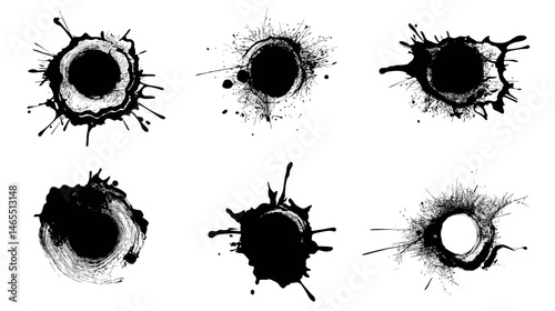 Gun bullet hole set simple silhouette vector isolated on white background  -  