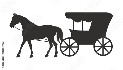 Horse Drawn Carriage Silhouette Elegant Vintage Design Graphic