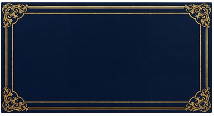 Elegant dark blue rectangle background with ornate golden frame elements for design projects
