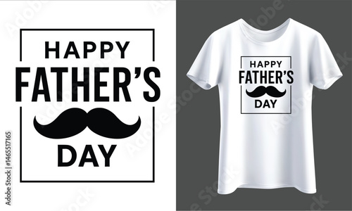 Father’s Day Text and Mustache Vector Art, Clean Isolated Layout, Transparent Background for T-Shirt photo