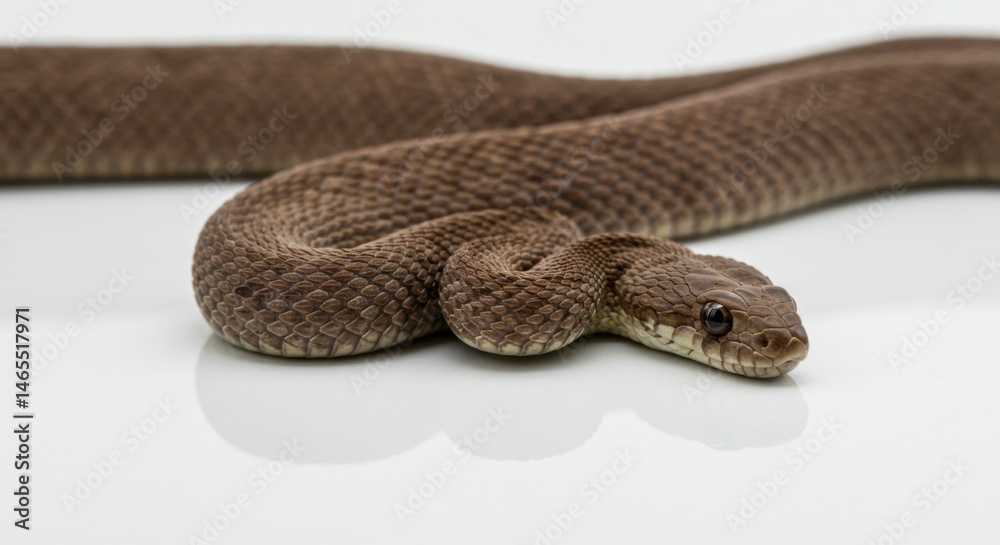 Fototapeta premium Close-up of a brown snake on a white background