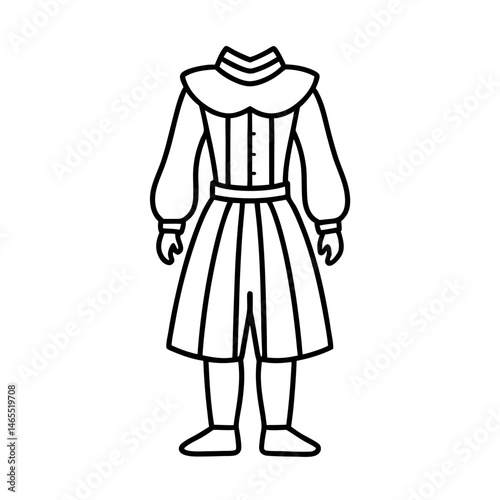 Renaissance Character Costume Line Artwork