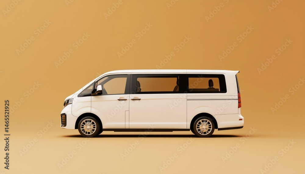 Obraz premium White van on a beige background