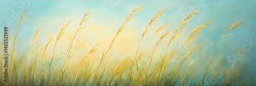 Whispering Fields: The Dance of Sunlit Tall Grasses at Dusk