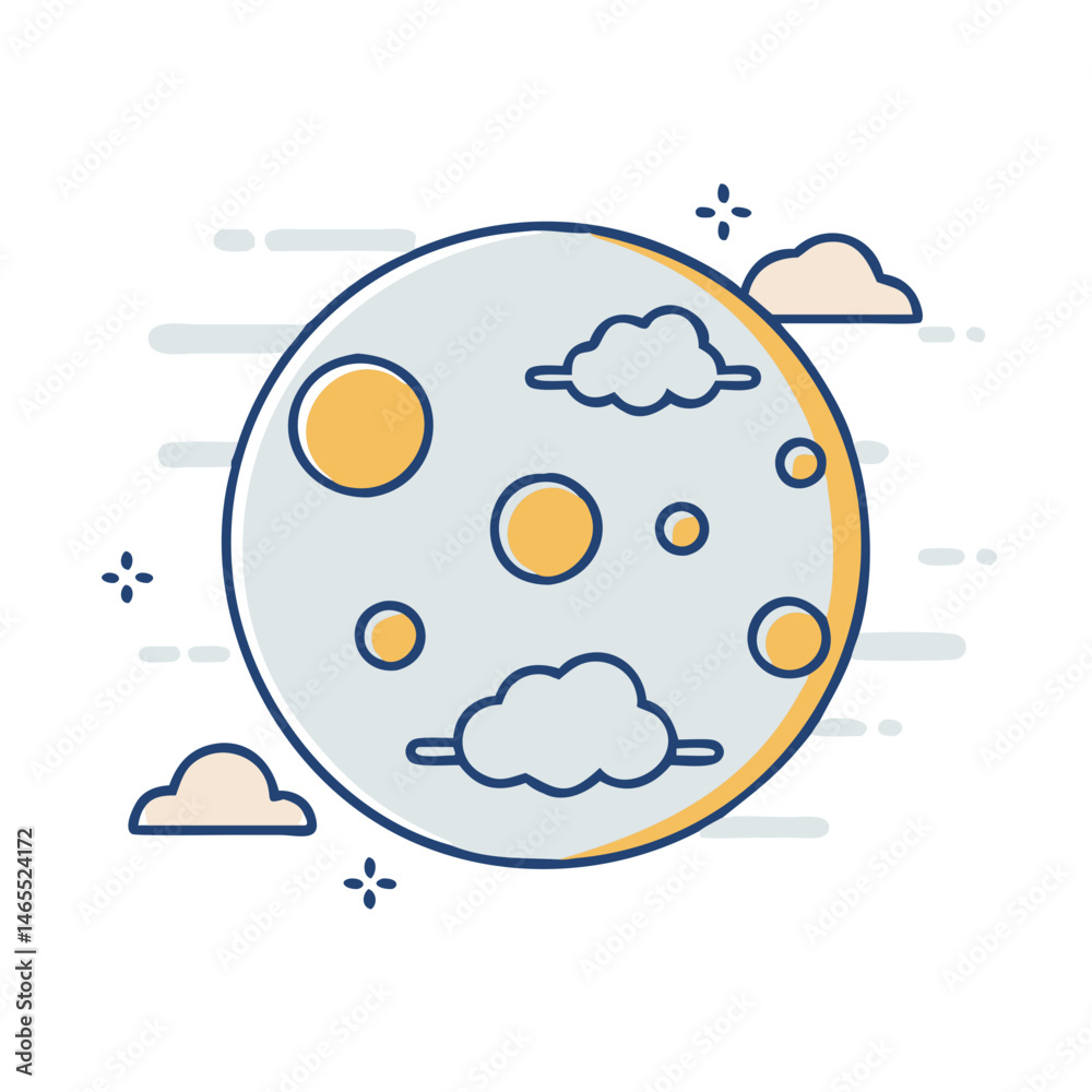 Illustration of moon with clouds night sky celestial lunar phase astronomy moonlight dreamscape graphic Illustration of moon with clouds night sky celestial lunar phase astronomy moonlight dreamscape graphic