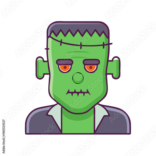 Frankenstein monster halloween character vector illustration spooky horror cartoon face design icon