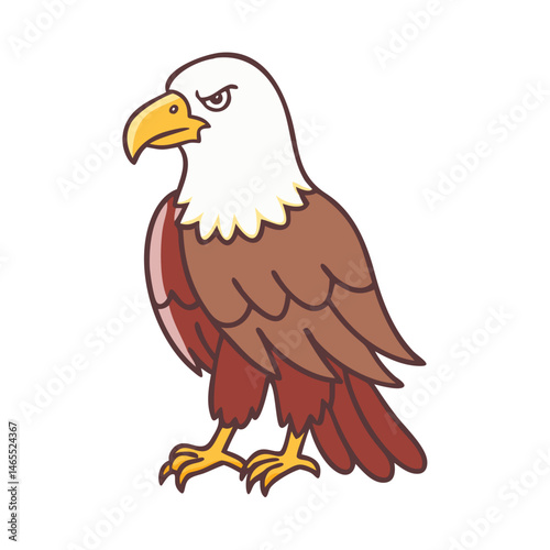 Illustration of a bald eagle, american symbol, bird of prey, patriotic icon, wildlife animal, usa emblem