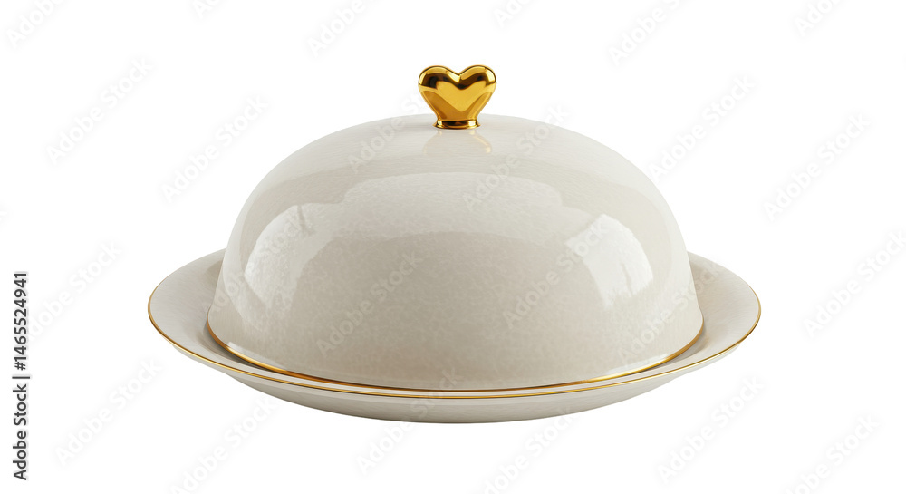 Fototapeta premium Isolated Elegant Butter Dish with Heart Shaped Knob