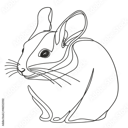 Cute chinchilla. Simple continuous line drawing of a chinchilla - minimalist one-line artwork capturing fluffy creature's charm with expressive eyes and delicate ears.