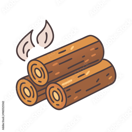 Illustration of firewood logs, campfire, woodpile, bonfire, logs, fire, timber, burning logs