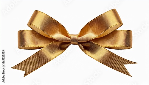 gold bow isolated on white background design element