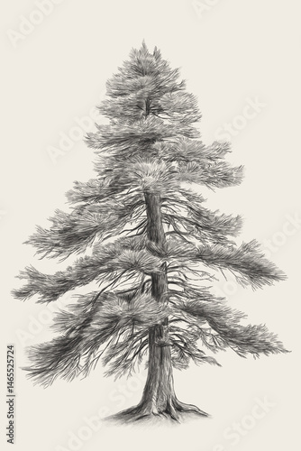 Cedar Tree Vintage  Art -  Rustic Home Decor - Farmhouse Botanical Illustration 1