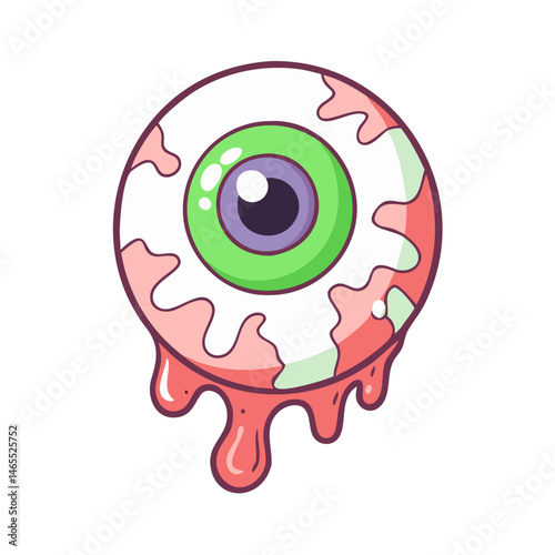 Eye eyeball halloween spooky horror creepy monster cartoon dripping blood scary design vector
