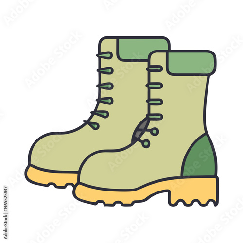 Hiking boots illustration vector image of outdoor footwear for camping and trekking design