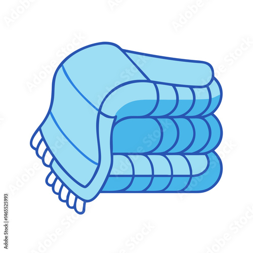 Illustration of folded blue towels bath towels beach towels spa towels hotel towels home linens stack