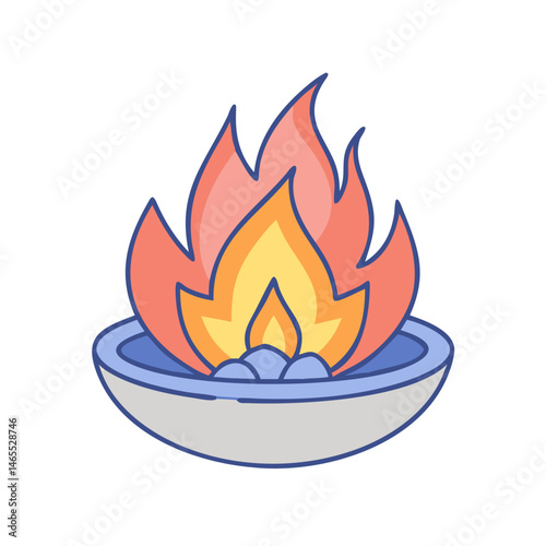 Fire pit flame bonfire burning hot heat campfire warm outdoor flame fire pit design vector