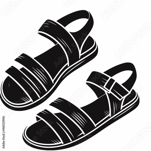  Sandals Silhouettes in black on a white background